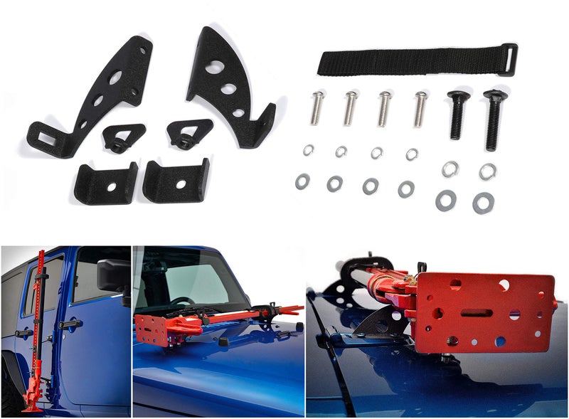 EnRand Hi Lift Jack Mount Hood Hinge/Door Hinge Bracket for Jeep Wrangler 2007-2022 JK JL Unlimited 2/4 Doors - Image 1
